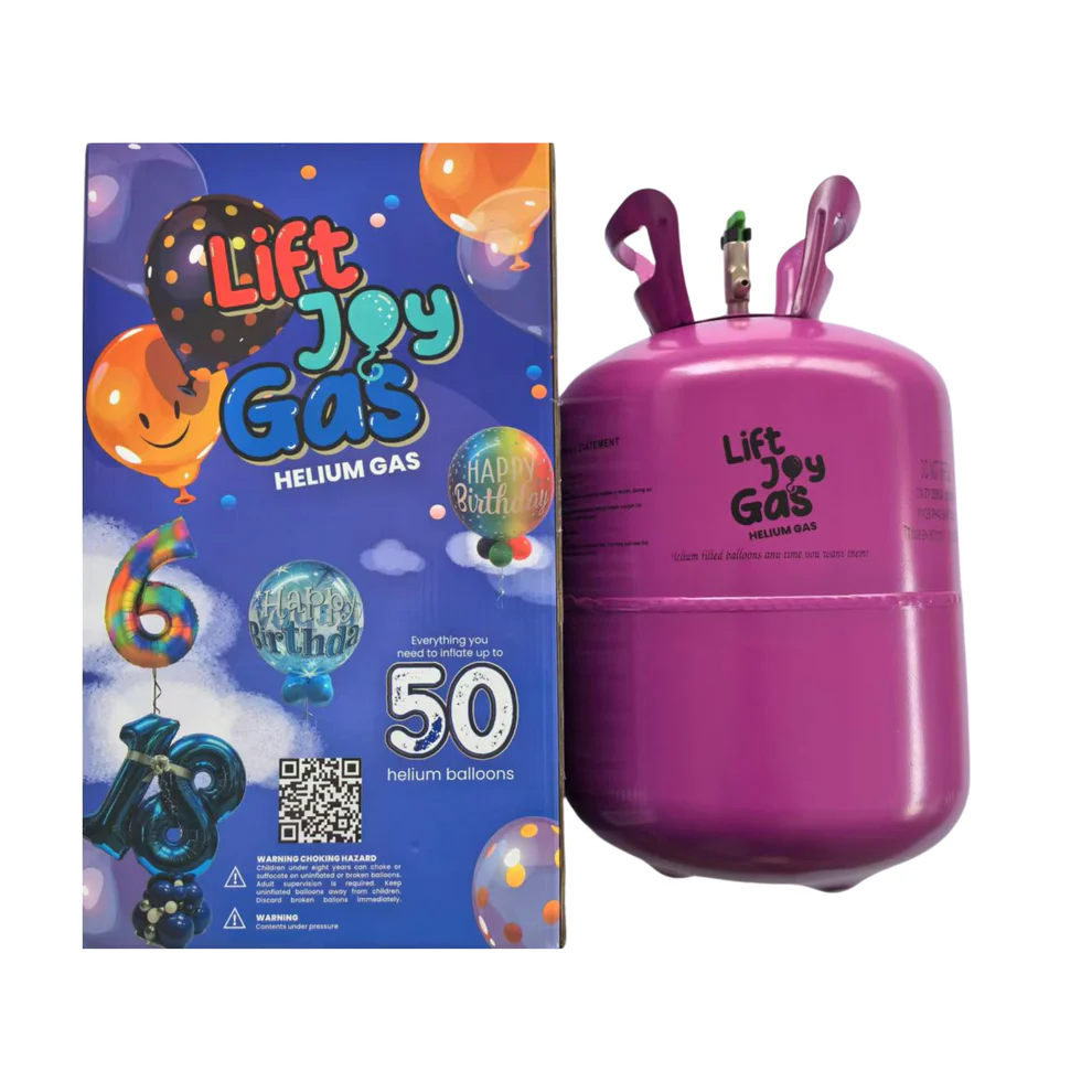 Lift Joy Helium Gas Cylinder – Non-Flammable Helium (UN1046) – Fills Up To 50 Balloons – Party Balloon Inflator