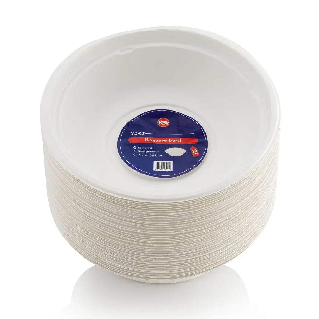 Bagasse Bowl 32oz (50 Per Pack - Multi Size Options)