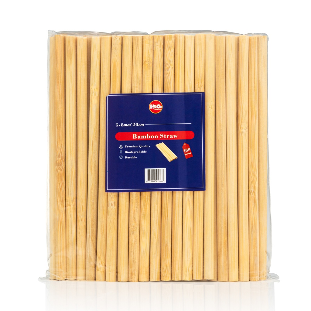Bamboo Straw - 5-8*200MM - (100 per Pack - Multi Size Options)