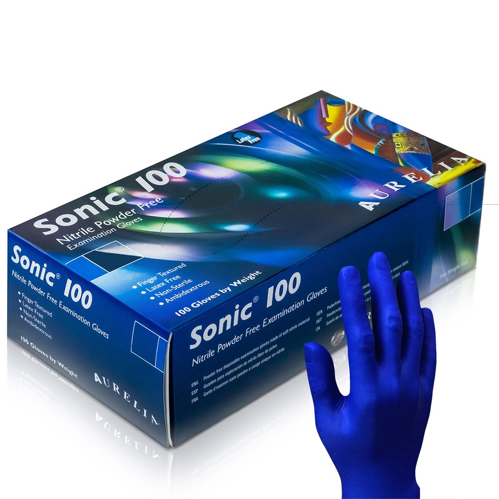 SONIC 100 Nitrile Powder Free Examination Gloves (100 Gloves)