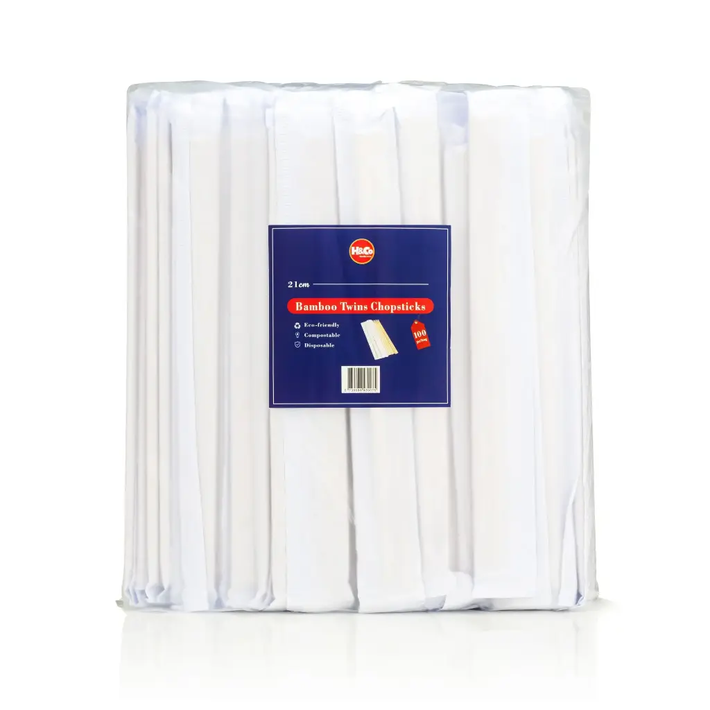 Bamboo Twins Chopsticks (100 Pairs Per Pack - Multi Size Options)