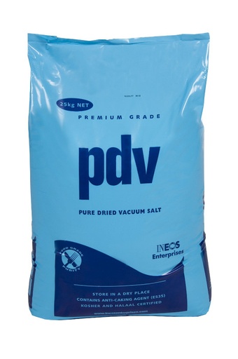 Industrial Grade Pure Dried Vacuum (PDV) Salt - 25kg Bag