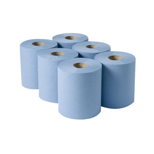[CFR018/166F] Blue Centrefeed Roll 166mm x 150m (Pack of 6) 