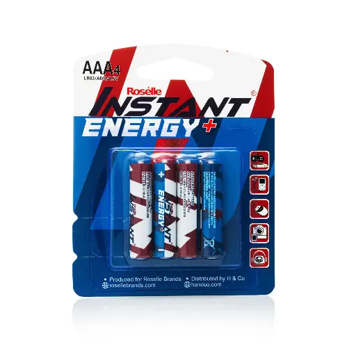 AAA Batteries - LR03/AM4/1.5V Roselle Instant Energy + - Long EXPIRY (Pack of 4 - Bulk Options Available)