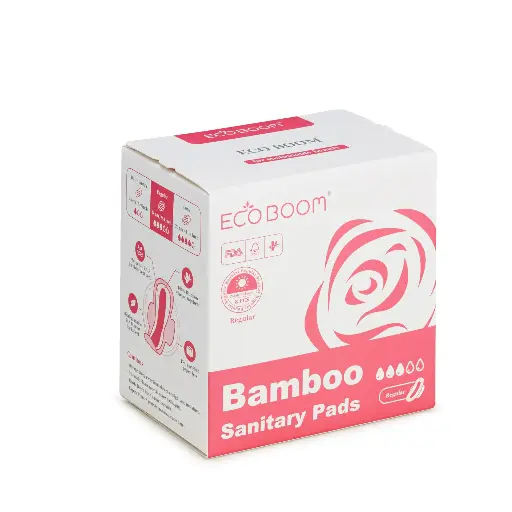 ECO BOOM Bamboo Sanitary Pads – Regular (240mm, 8 Pads Per Pack)