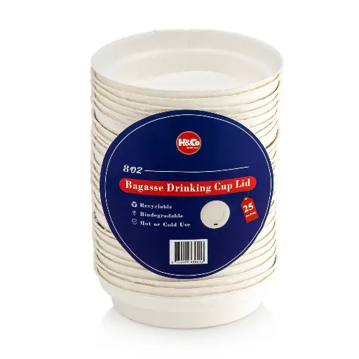 Bagasse Drinking Cup Lid 8oz (25 per pack - Mutl Size Options)